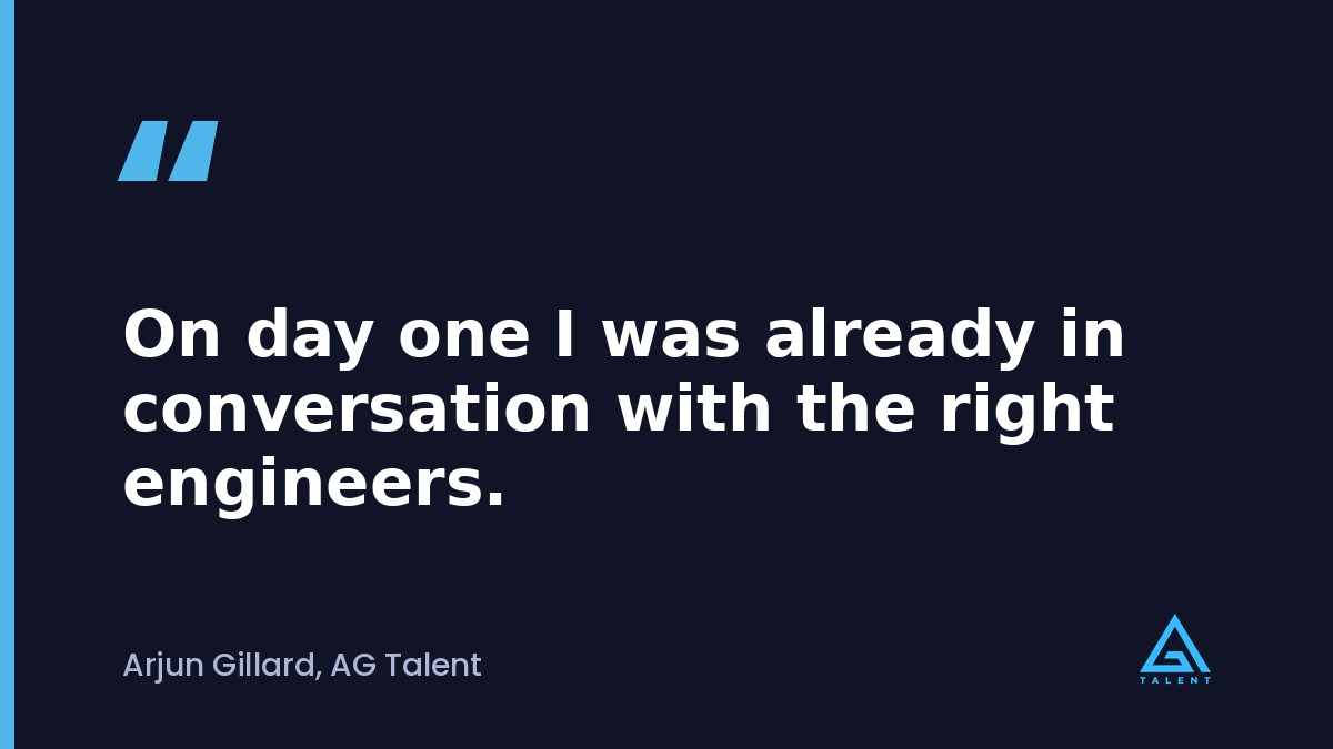 Pull quote reading, on day one I was already in conversation with the right engineers.