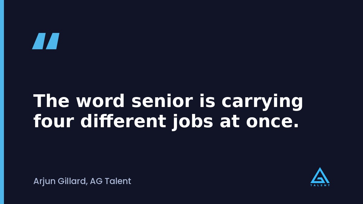 Pull quote reading, the word senior is carrying four different jobs at once.