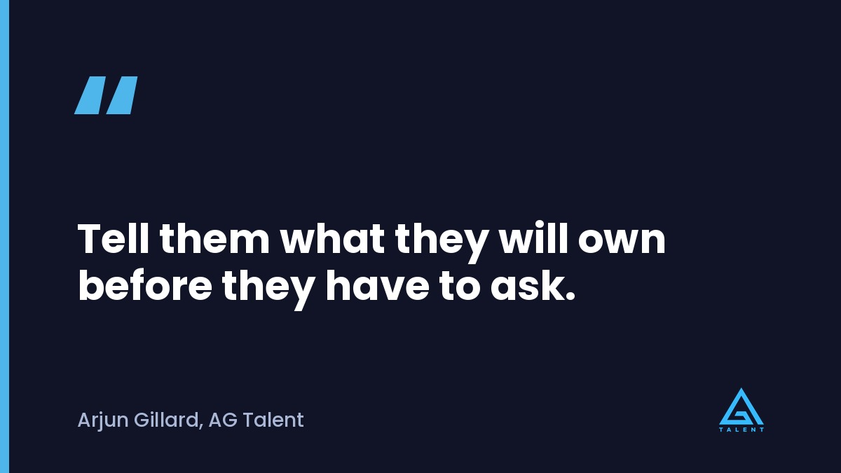 Pull quote reading Tell them what they will own before they have to ask